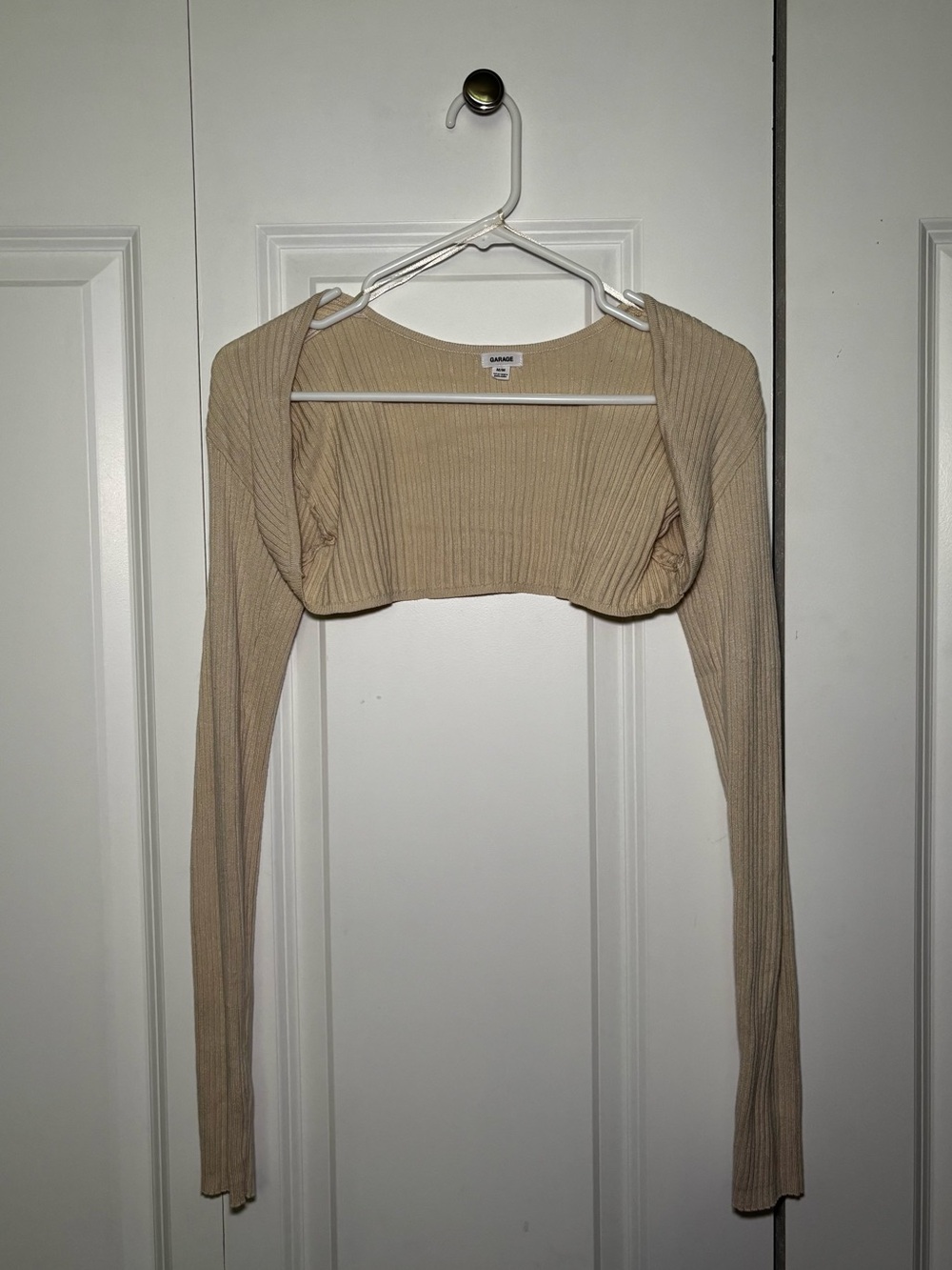 Garage Beige Ribbed Crop Bolero Shrug
